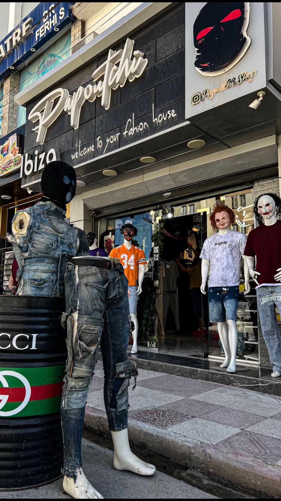 Devanture Papoutchi Shop — streetwear en Algérie